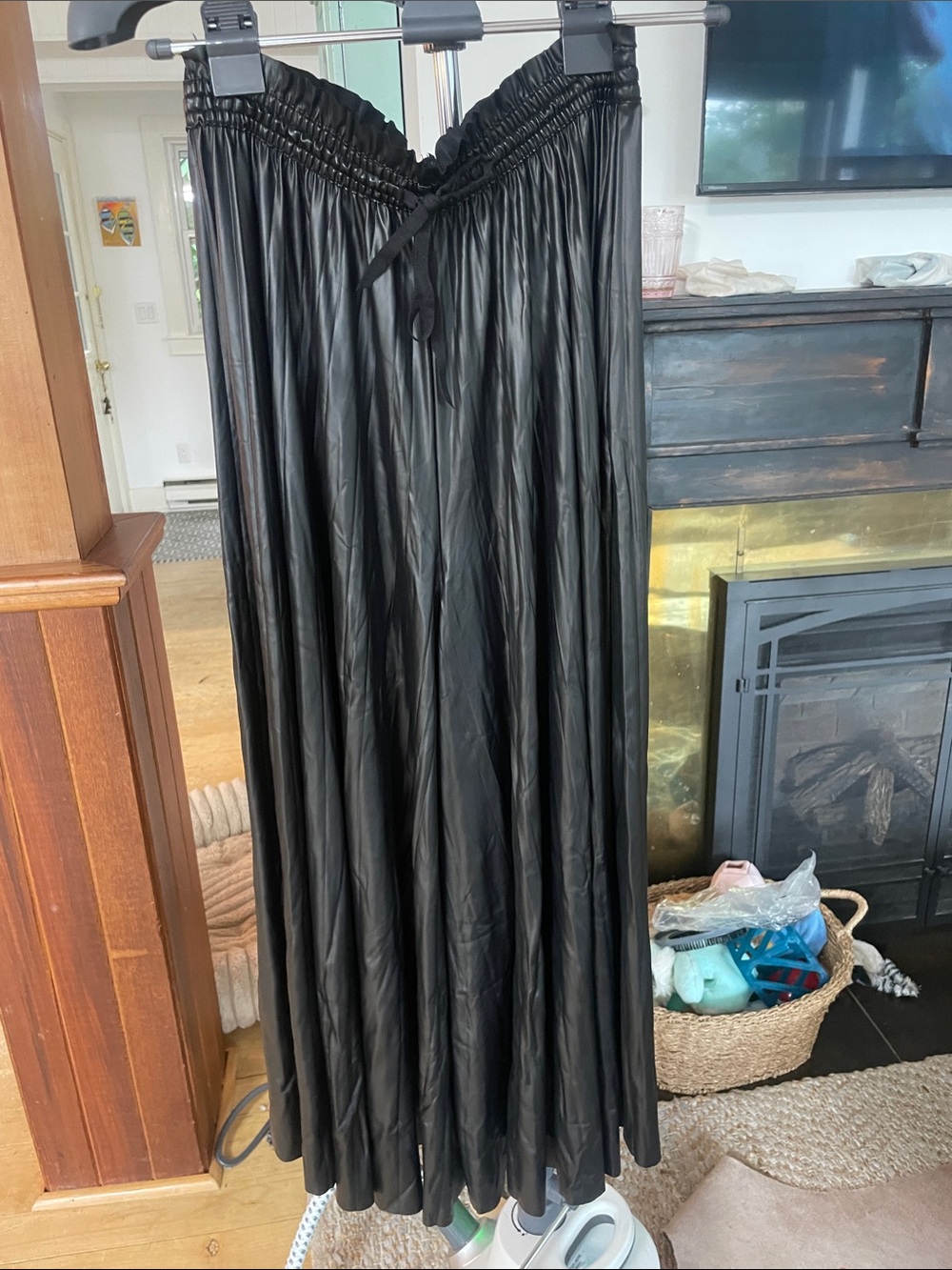 Zara Black Wide-Leg Faux Leather Pants